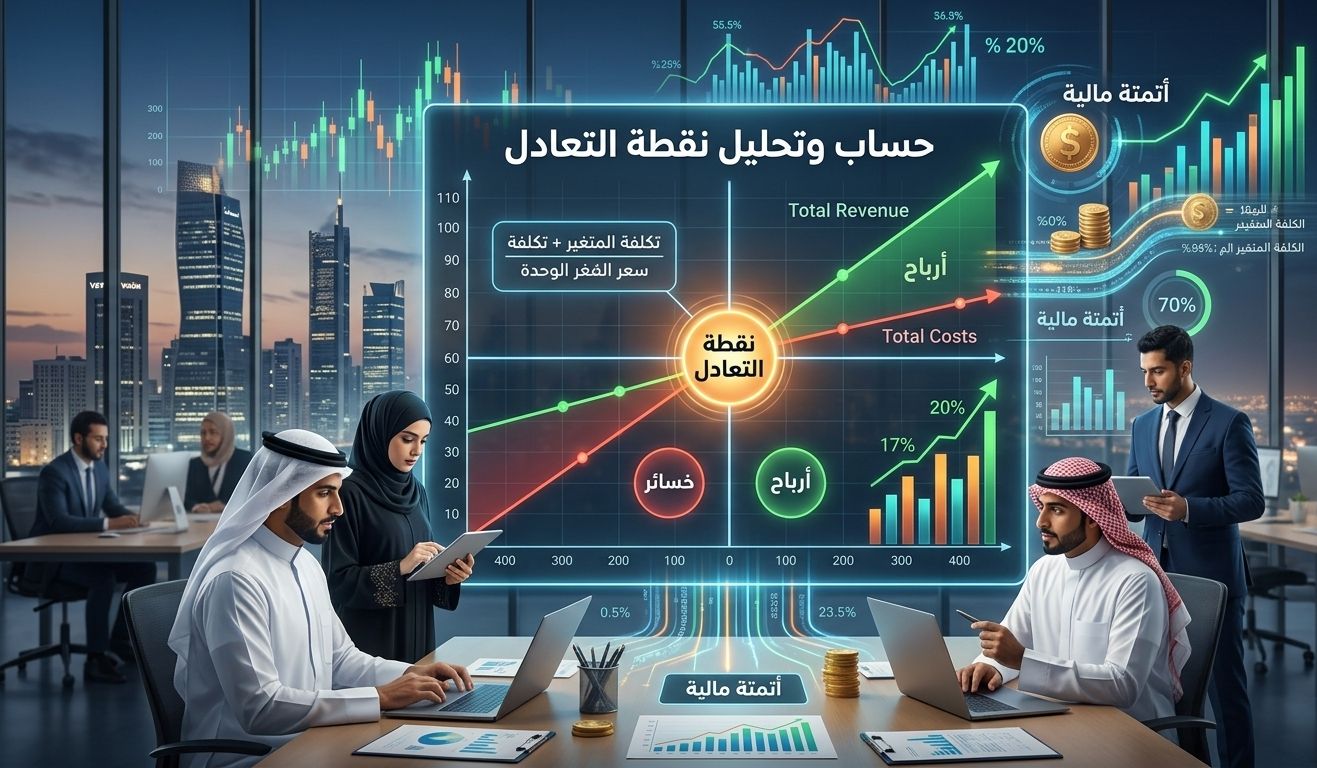 حساب نقطة التعادل (Break-even Analysis) وبناء الخطط المالية للمشاريع.