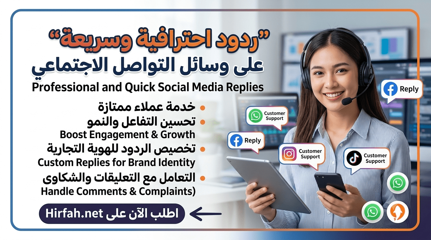 إدارة صفحات التواصل والرد على رسائل واستفسارات العملاء